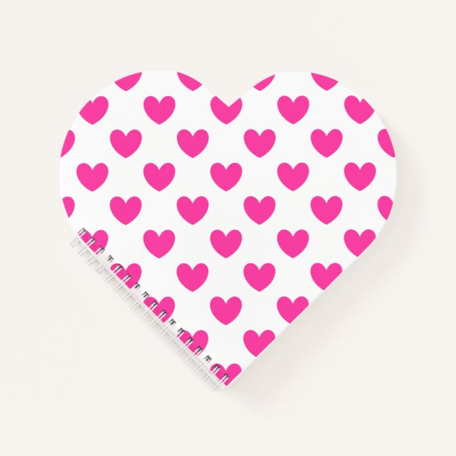 Cuaderno Corazones de polka rosa de Fuchsia en blanco (Anverso)
