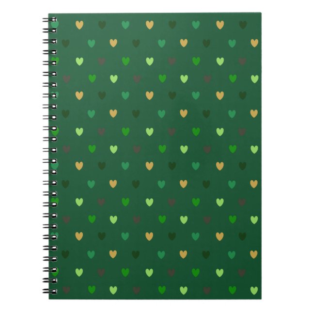 Cuaderno Corazones de polka sobre el bosque verde (Frente)