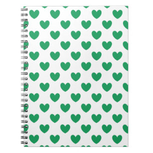 Cuaderno Corazones de polka verde de Kelly en blanco