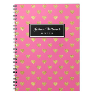 Cuaderno Corazones de purpurina de oro