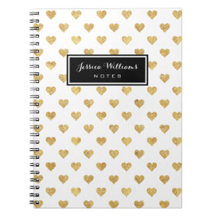 Cuaderno Corazones de purpurina de oro