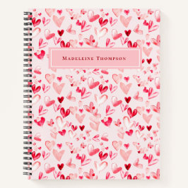 Cuaderno Corazones de San Valentín Caprichoso Aquarela Rosa