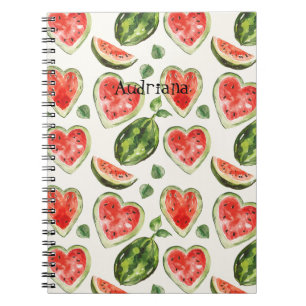 Cuaderno Corazones de Sandía Rojo Verde