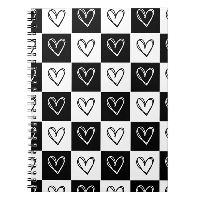 Cuaderno Corazones de tablero de ajedrez (Frente)