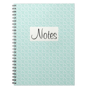 Cuaderno corazones de todo bonito diseñan blanco sobre azul