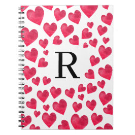 Cuaderno Corazones El día de San Valentín monograma lindo
