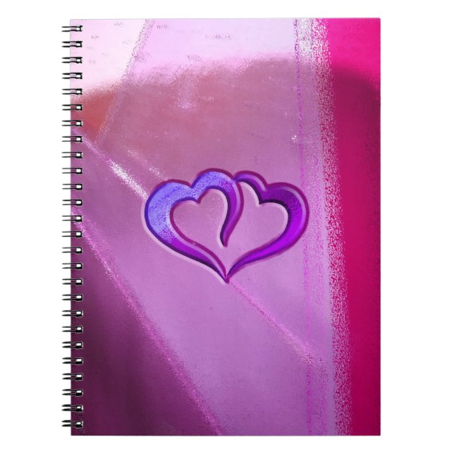 Cuaderno Corazones grabados púrpura (Frente)