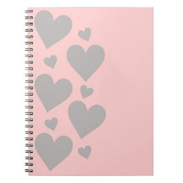 Cuaderno Corazones grises en un rosa