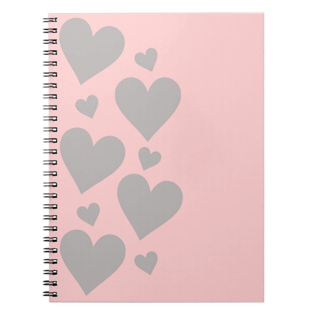 Cuaderno Corazones grises en un rosa (Frente)
