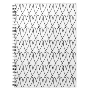 Cuaderno Corazones Lindos Caprichosos en Blanco y Negro
