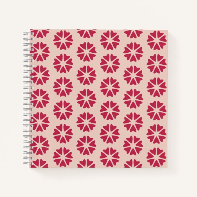 Cuaderno Corazones nucleares - rojo magenta - patrón sin co (Anverso)