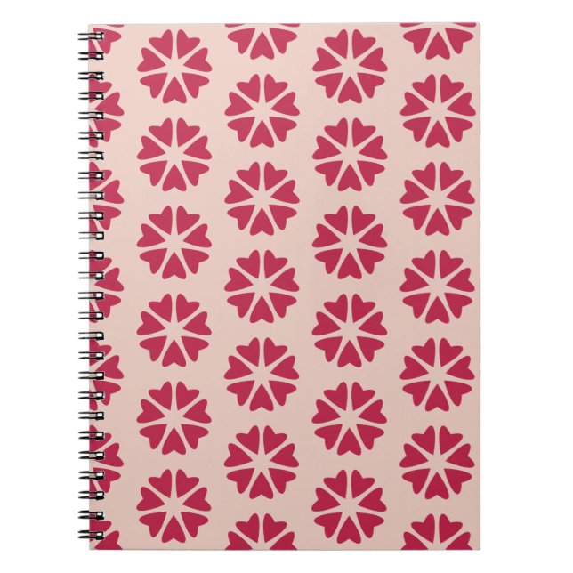 Cuaderno Corazones nucleares - rojo magenta - patrón sin co (Frente)