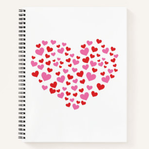 Cuaderno Corazones Rojo Y Rosa