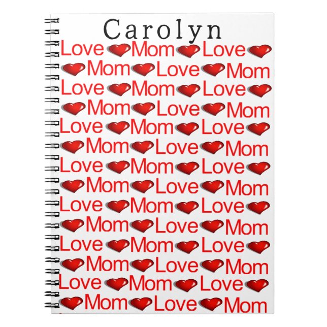 Cuaderno Corazones Rojos Ama Mamá (Frente)