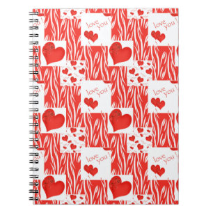 Cuaderno corazones rojos, amor.