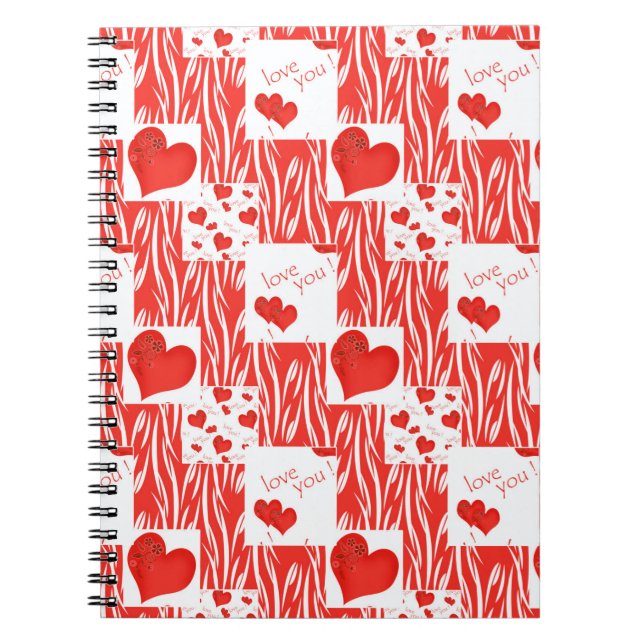 Cuaderno corazones rojos, amor. (Frente)