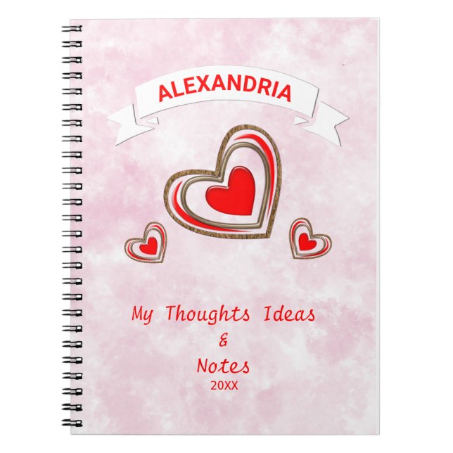 Cuaderno Corazones rojos Amor moderno Personalización román (Frente)