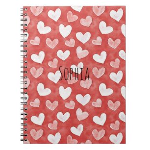 Cuaderno Corazones Rojos Blancos Rosados