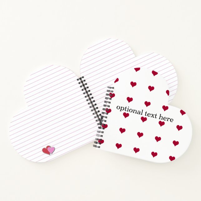 Cuaderno Corazones rojos con tu texto (Interior)