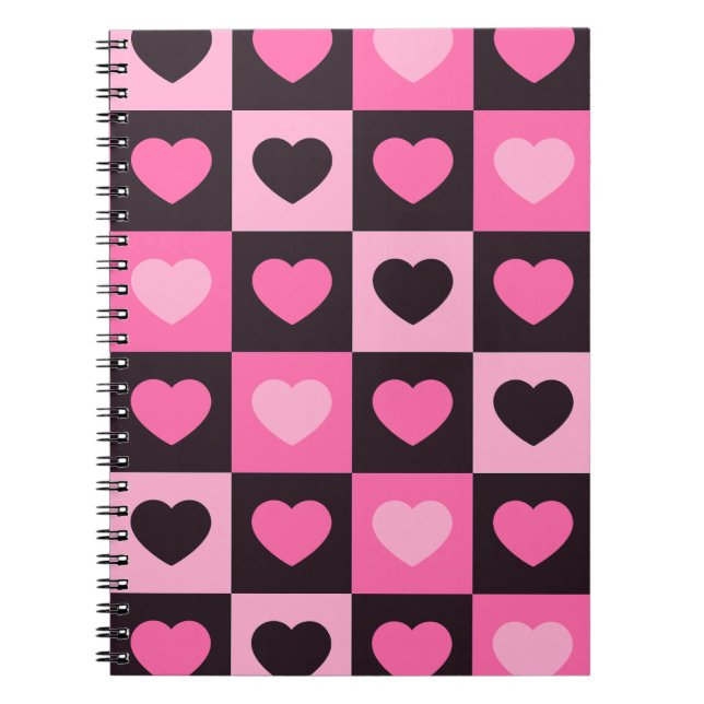Cuaderno Corazones rosa claro rosa intenso burgundy a cuadr (Frente)