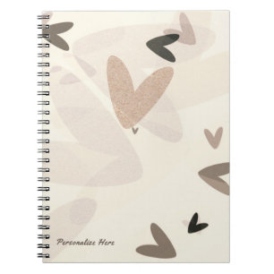 Cuaderno Corazones Rosa y Beige Chic Moderno Personalizado