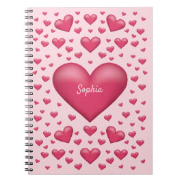 Cuaderno Corazones rosados con texto personalizable