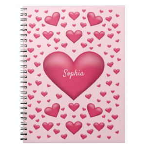 Cuaderno Corazones rosados con texto personalizable