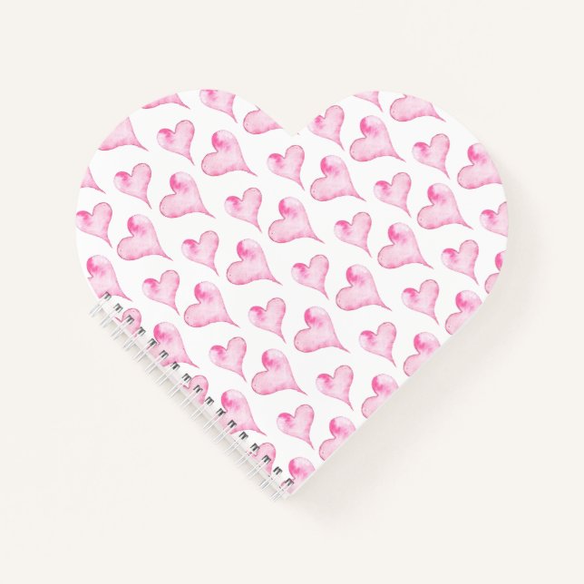 Cuaderno Corazones Rosados de Acuarela Regalo del Día de Sa (Anverso)