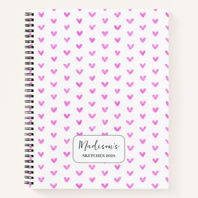 Cuaderno Corazones rosados de San Valentín personalizados (Anverso)
