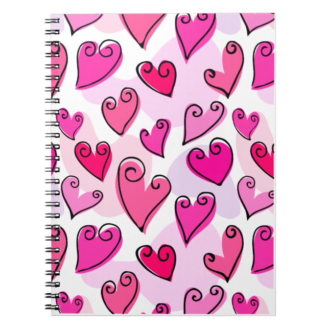 Cuaderno Corazones rosados deliciosos Día de San Valentín r (Frente)