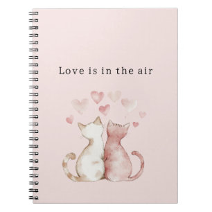 Cuaderno Corazones rosados gatos blancos amor  