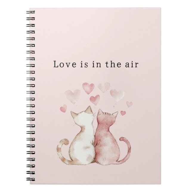Cuaderno Corazones rosados gatos blancos amor   (Frente)