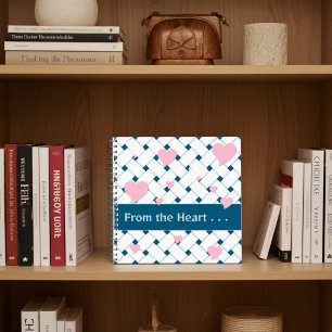 Cuaderno Corazones rosados personalizados, Ocean Blue Weave