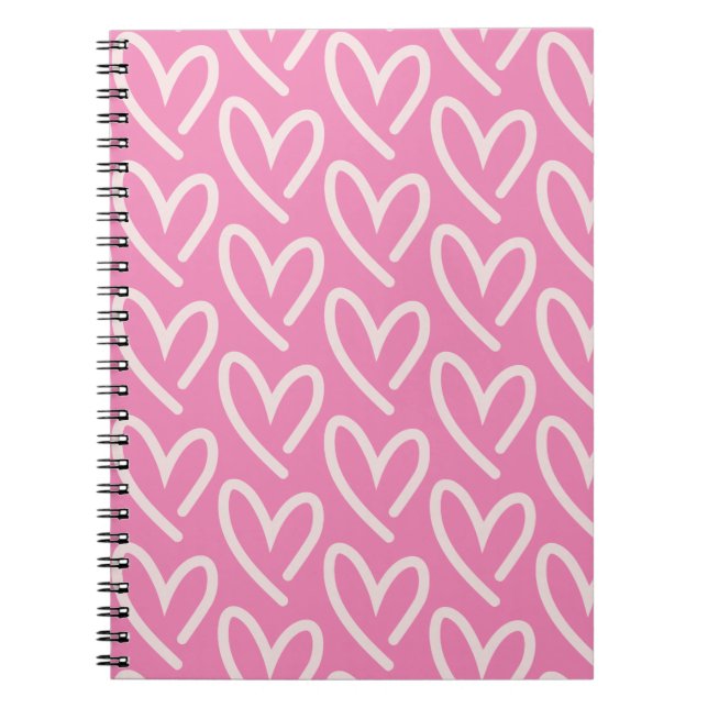 Cuaderno Corazones rosados sobre rosado (Frente)