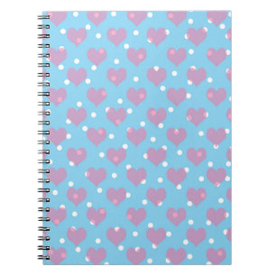 Cuaderno Corazones rosados y puntos de polka blanco