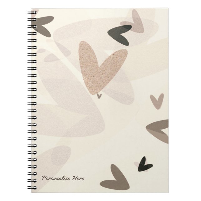 Cuaderno Corazones rosados y tazas Moda moderna personaliza (Frente)
