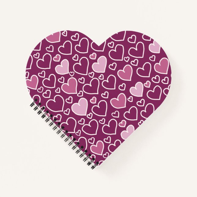 Cuaderno Corazones rosas y púrpuras (Anverso)