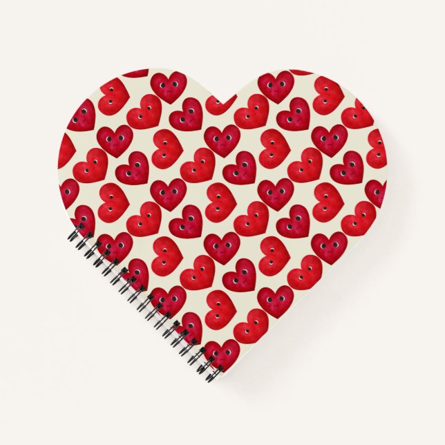 Cuaderno Corazones sonrientes lindo patrón sin problemas -  (Anverso)
