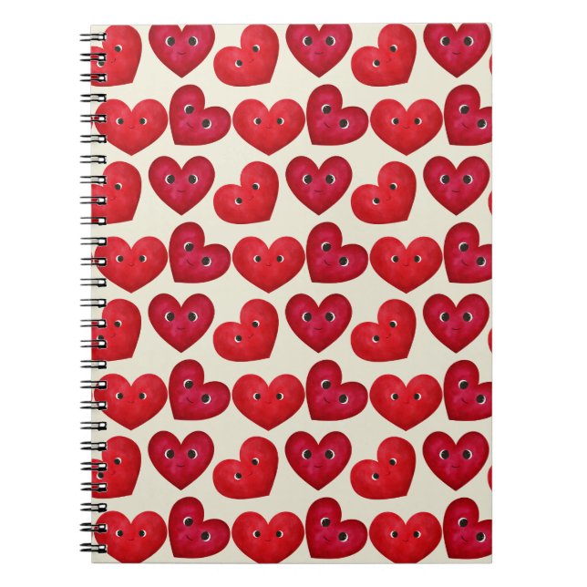 Cuaderno Corazones sonrientes lindo patrón sin problemas -  (Frente)