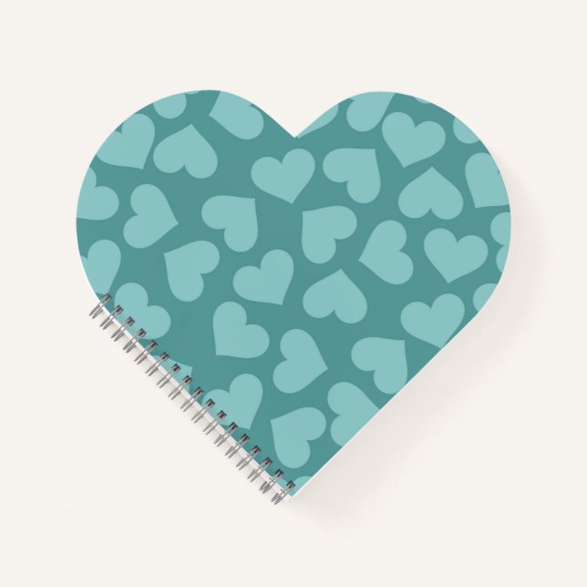 Cuaderno CORAZONES verde azulados (Anverso)