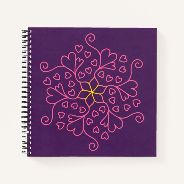 Cuaderno Corazones y flores inspiradas en Mandala (Anverso)