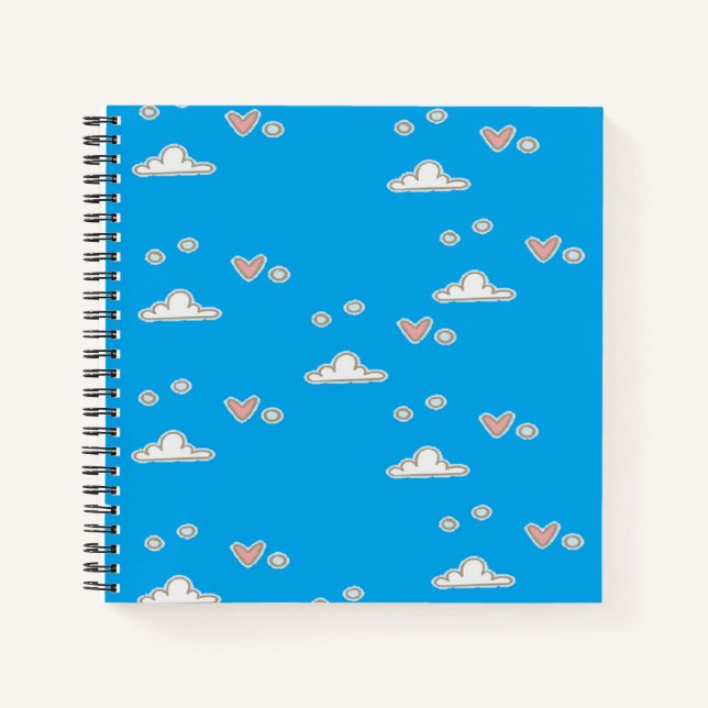 Cuaderno Corazones y nubes en azul (Anverso)