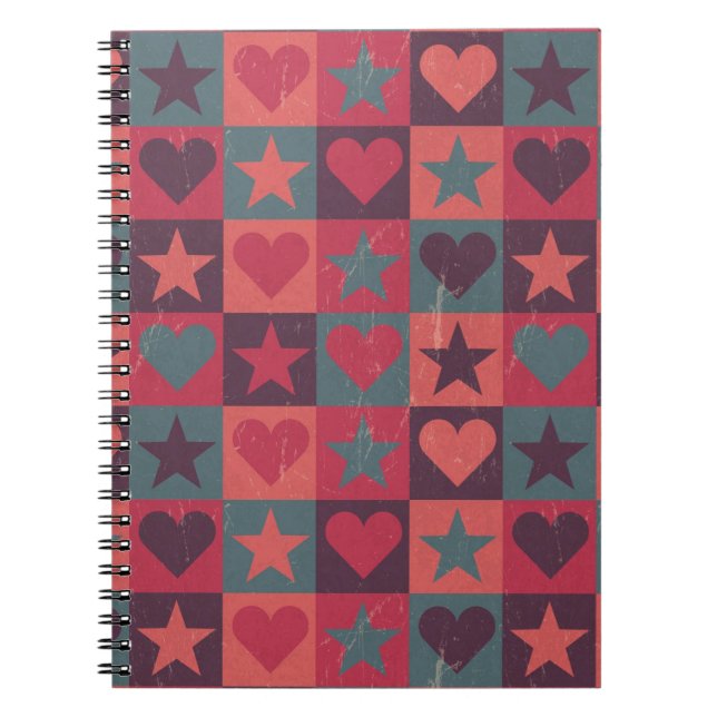 Cuaderno Corazones y rosa del modelo de estrellas (Frente)