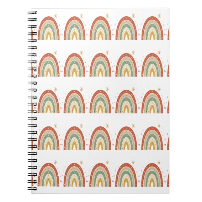 Cuaderno Corbata con patrón de arcoíris boho (Frente)