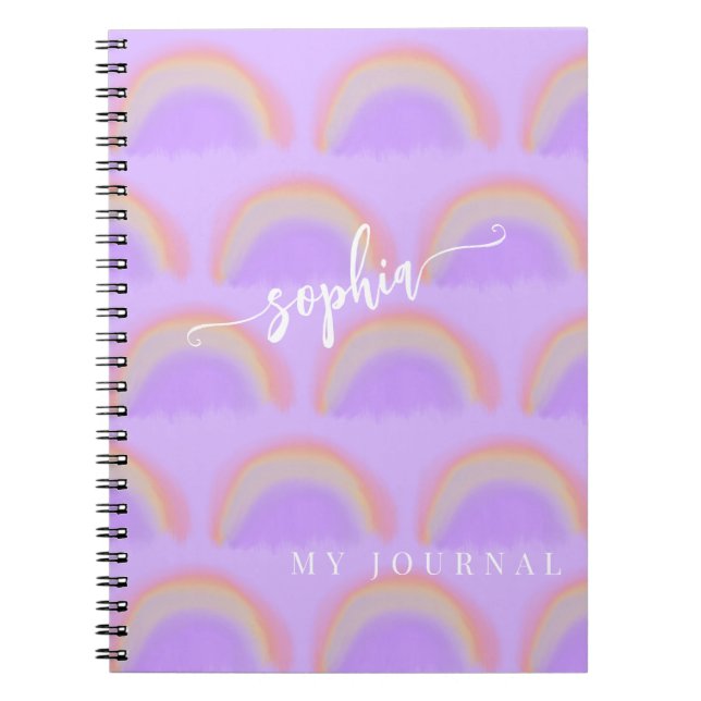 Cuaderno Corbata de arcoíris pastel tinte agua personalizad (Frente)
