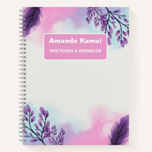 Cuaderno Corbata de Daga de Rayas Rosa Pastel Arte de Bocet