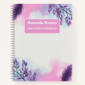 Cuaderno Corbata de rayas rosa pastel Arte de nombre de teñ