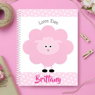 Cuaderno Cordero Rosa Amor Oveja Nombre Personalizado Scrip