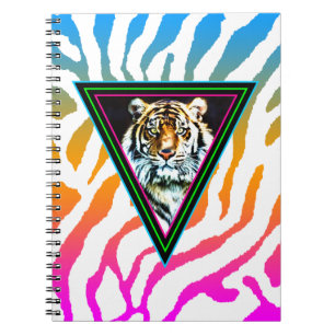 Cuaderno Corey Tiger 80s Vintage Neon Triángulos Cara de Ti