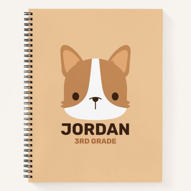 Cuaderno Corgi adorable con nombre personalizado (Anverso)